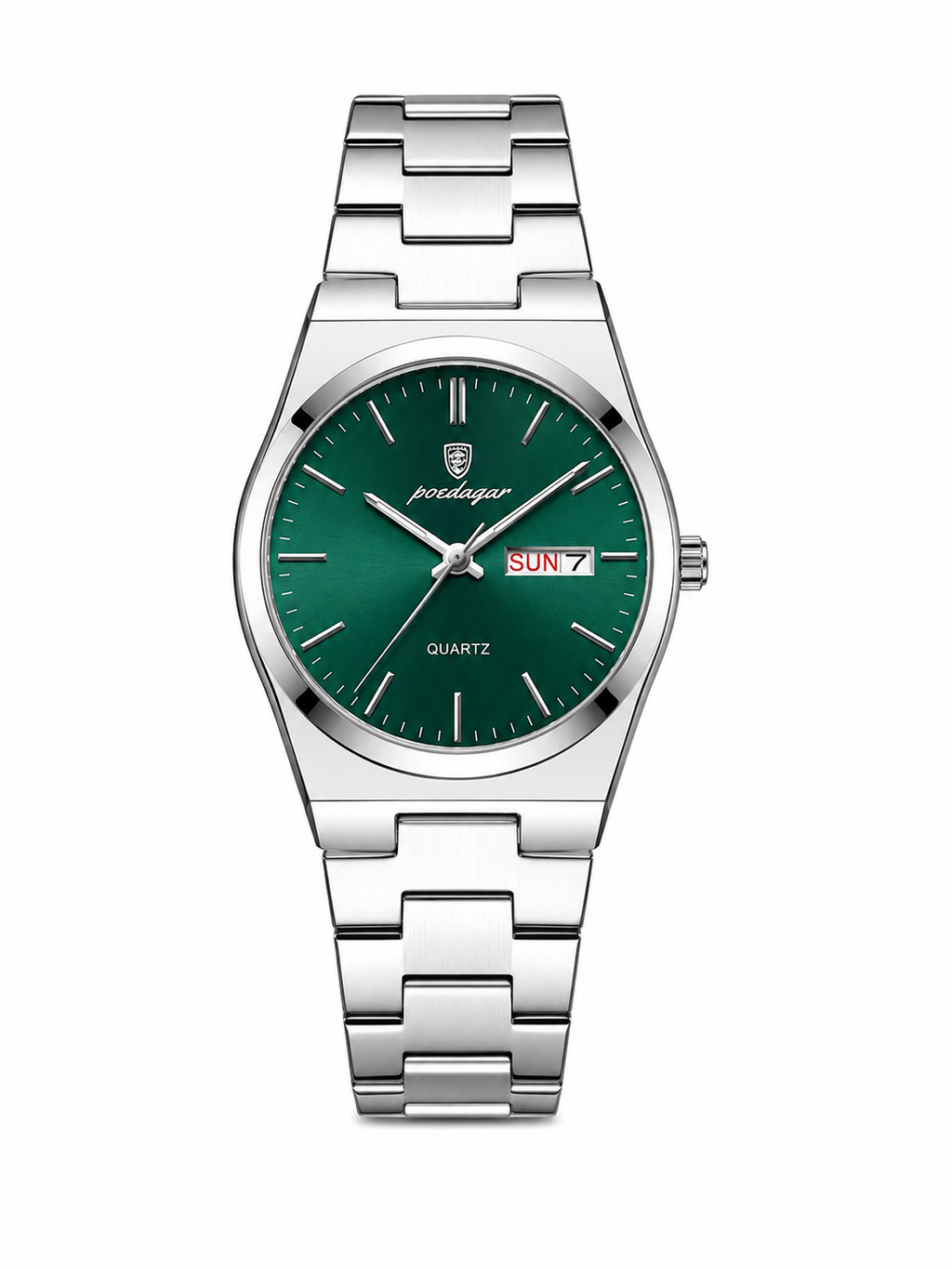 Montre POEDAGAR 930 en acier inoxydable à quartz | Étanche, lumineuse, date et jour de la semaine