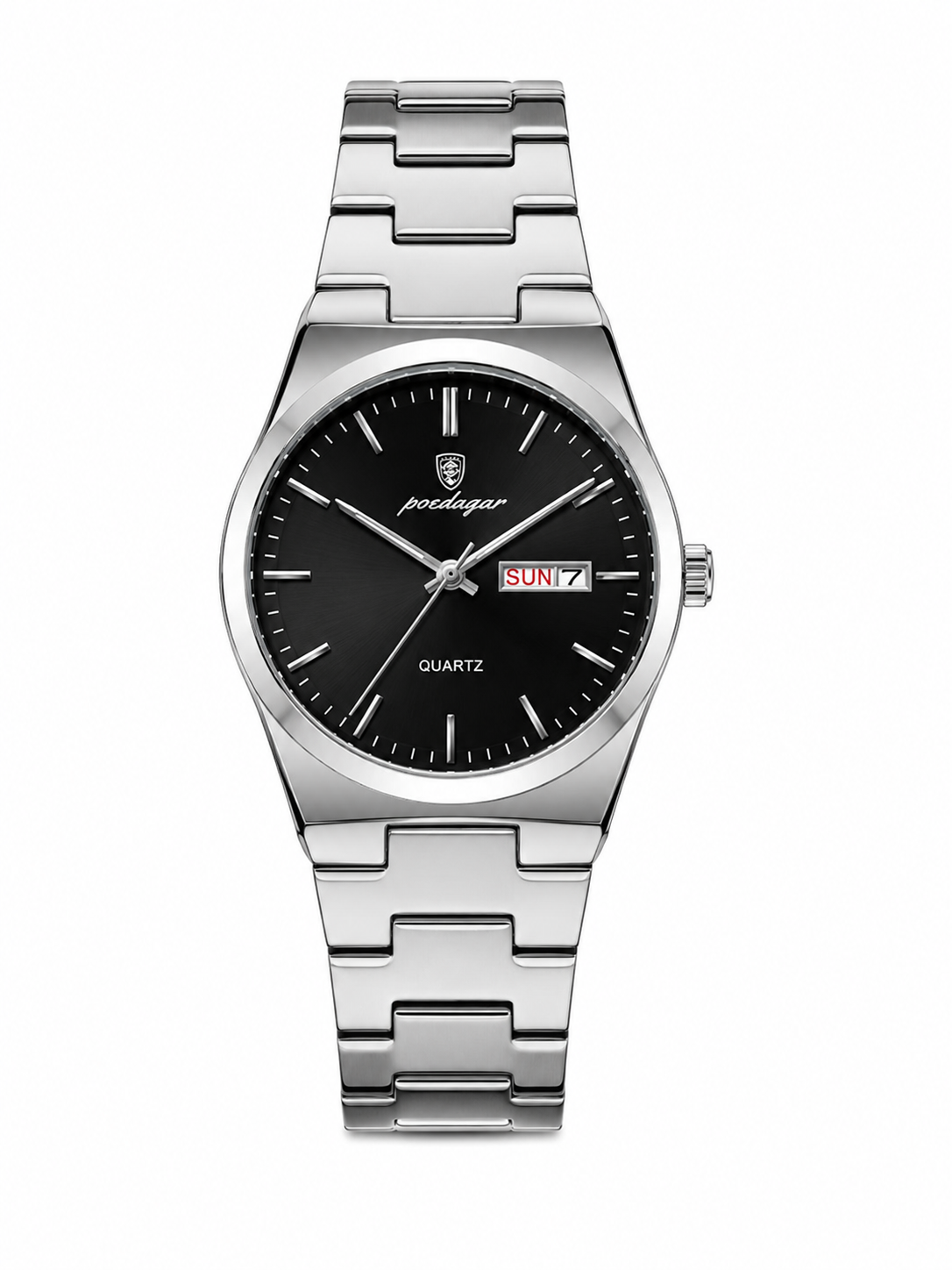 Montre POEDAGAR 930 en acier inoxydable à quartz | Étanche, lumineuse, date et jour de la semaine