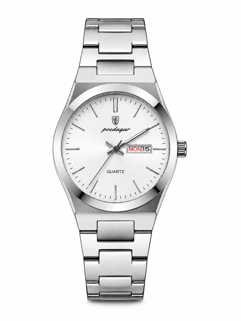 Montre POEDAGAR 930 en acier inoxydable à quartz | Étanche, lumineuse, date et jour de la semaine