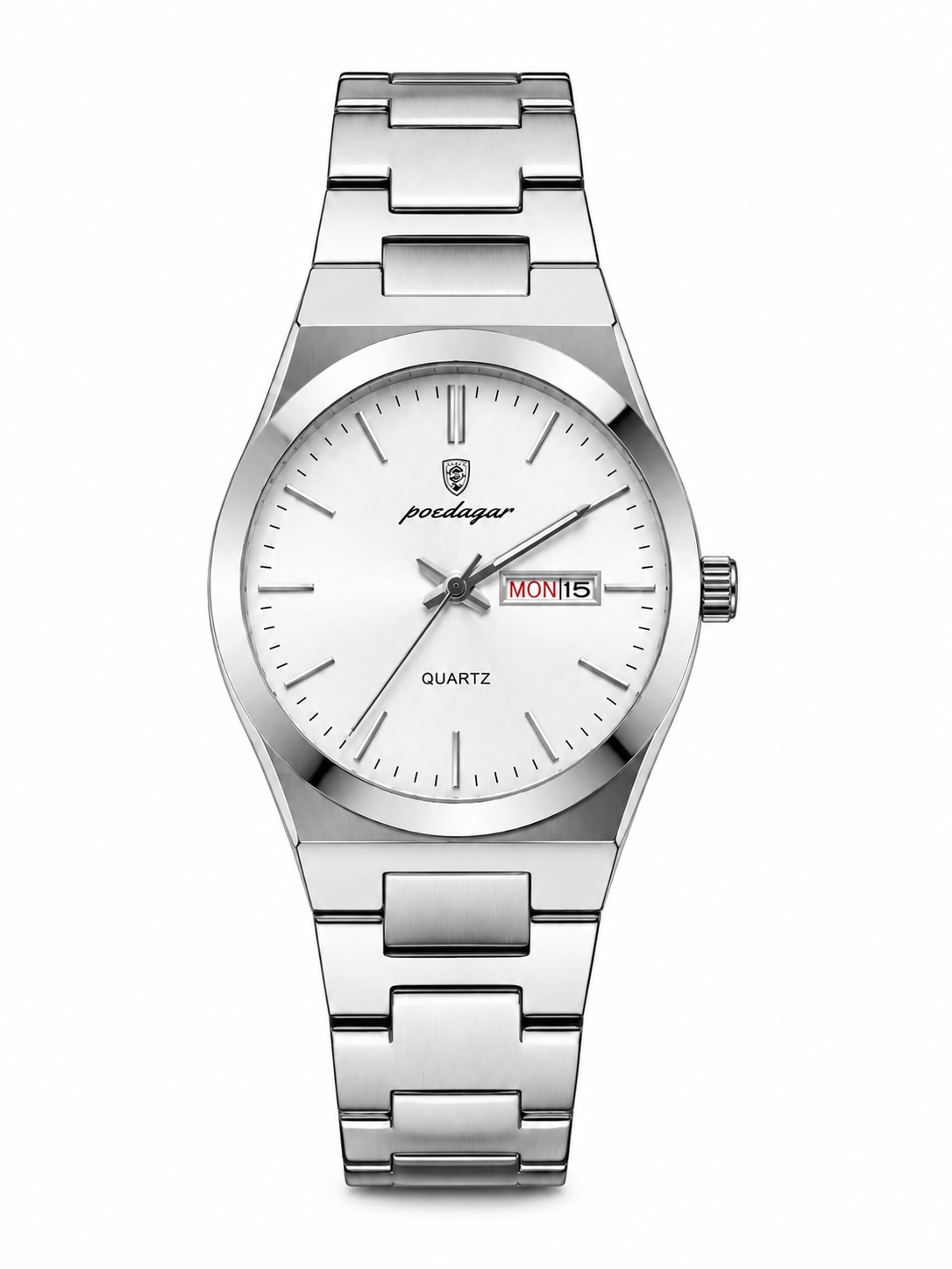 Montre POEDAGAR 930 en acier inoxydable à quartz | Étanche, lumineuse, date et jour de la semaine