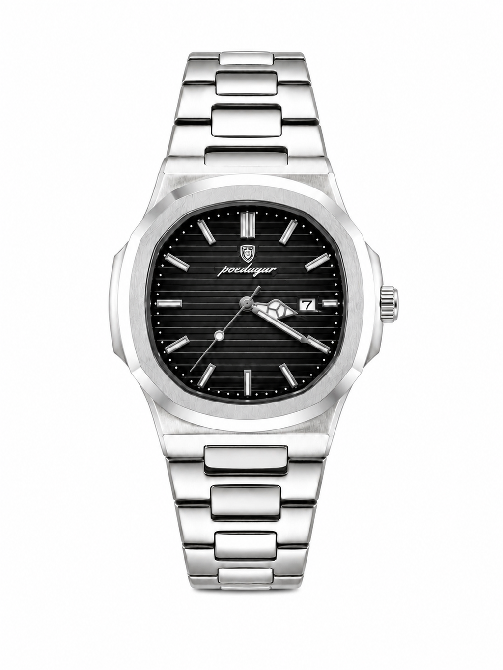 Montre homme POEDAGAR 613 à quartz carrée | Étanche à 30 m, cadran lumineux